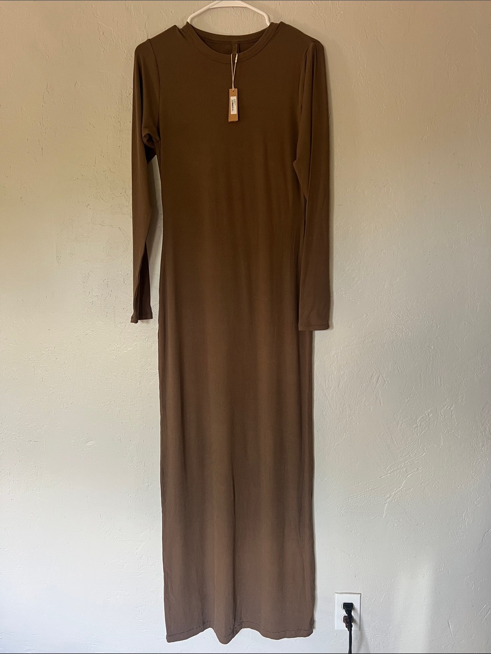 SKIMS Long Sleeve Brown Maxi Dress NWT